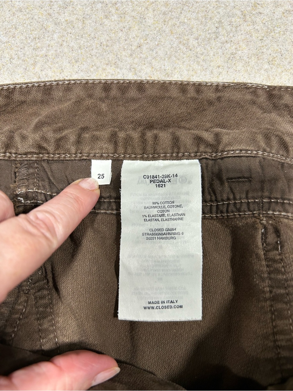 Closed Anthropologie Pedal X Slim Jeans Womens Size 25 Brown Velour Denim Italy - Picture 5 of 7